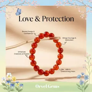 Red Carnelian Crystal Bracelets Round Beads Stones Healing Stretch Bracelets Energy Handmade Crystal Bracelet for Women Men