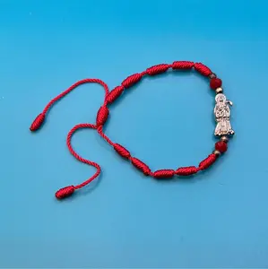 Santa Muerte 7 lucky knots Bracelet Red