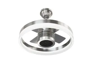 SkyFan and Turbo Heater 4 Blade 24in LED Fandelier with Heater Brushed Nickel Plug and Play