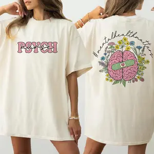 Comfort Colors Psych Nurse Shirt, Mental Health Matters Brain Floral Graphic Tee, Psychiatric Nurse T-Shirt, Nurse Appreciation Gift