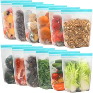 12 Pack  Gallon Freezer Bags, Dishwasher Safe   Storage Bags, Extra Thick Leakproof Plastic Ziplock Bags for Meal Prep Fruits Sandwich Snack