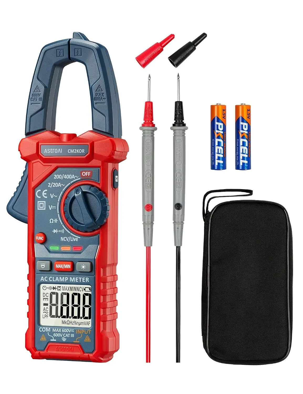 Digital Clamp Meter Multimeter 2000 Counts Amp Voltage Tester Auto-ranging with AC/DC Voltage, AC Current, Resistance, Capacitance, Continuity, Live Wire Test, NCV, Blue