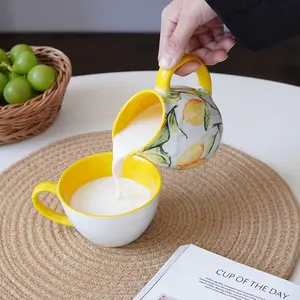 1pc Ceramic Lemon Sauce Boat, Fresh Lemon Ceramic Milk Jug, Home Kitchen Restaurant Use, Condiment Jar, Gift Item