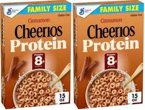 Cinnamon Protein Breakfast Cereal with Whole Grain Oats and Pea Protein, Gluten Free Crunchy Cereal, 15 oz Boxes, Pack of 2