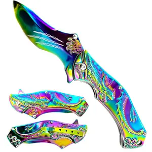 4.75" Assist-Open Warrior Dragon's Claw Folding Pocket Knife with Belt Clip Utility, Outdoor Camping Fishing Multifunctional Tool