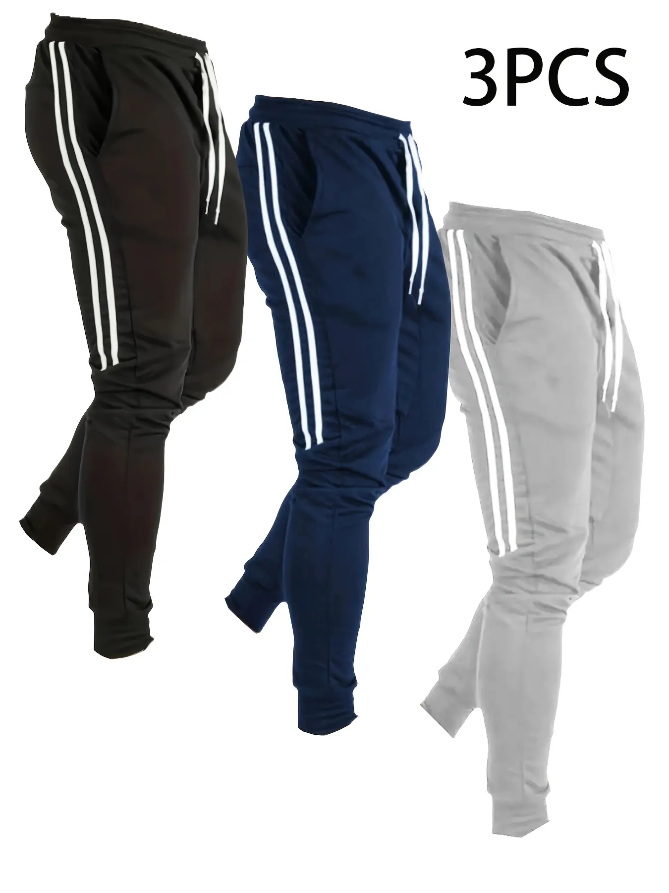Men’s 3-Pack Casual Jogger Pants – New Outdoor Sports Style for Running & Walking, Fashionable Long Pants