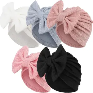 Newborn Baby Girl Hats with Bow Toddler Infant Beanie Cap Hospital for Kid 3-12 Months