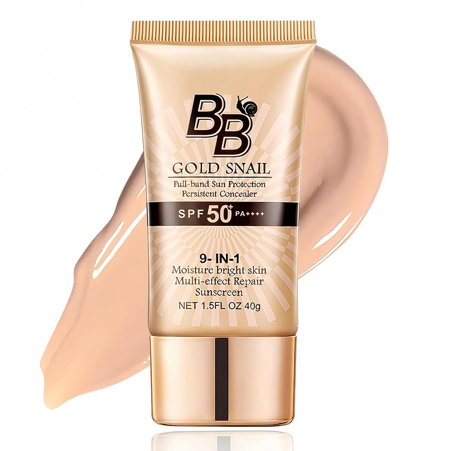 BB Cream Tinted Moisturizer with SPF 50 PA++++, Compact Daily Face Makeup Base, Lightweight Full Coverage Foundation Sunscreen, Hydrating Smooth Finish, Long-Lasting, 40g