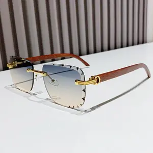Valentine’s Day Gift for Her Women’s Rimless Square Sunglasses | Rose Gold-Accented Hinges Marble-Textured Temples | Polarized Lens Sunshades for Daily Wear UV Protection Fashion Accessories