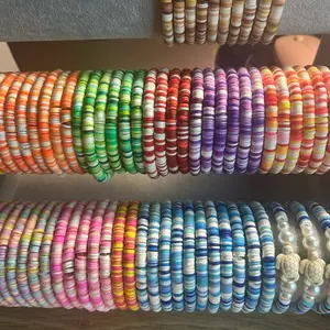 Preppy Clay Bead Bracelets - Colorful Collection of Beaded Wrist Accessories for Stylish Wear