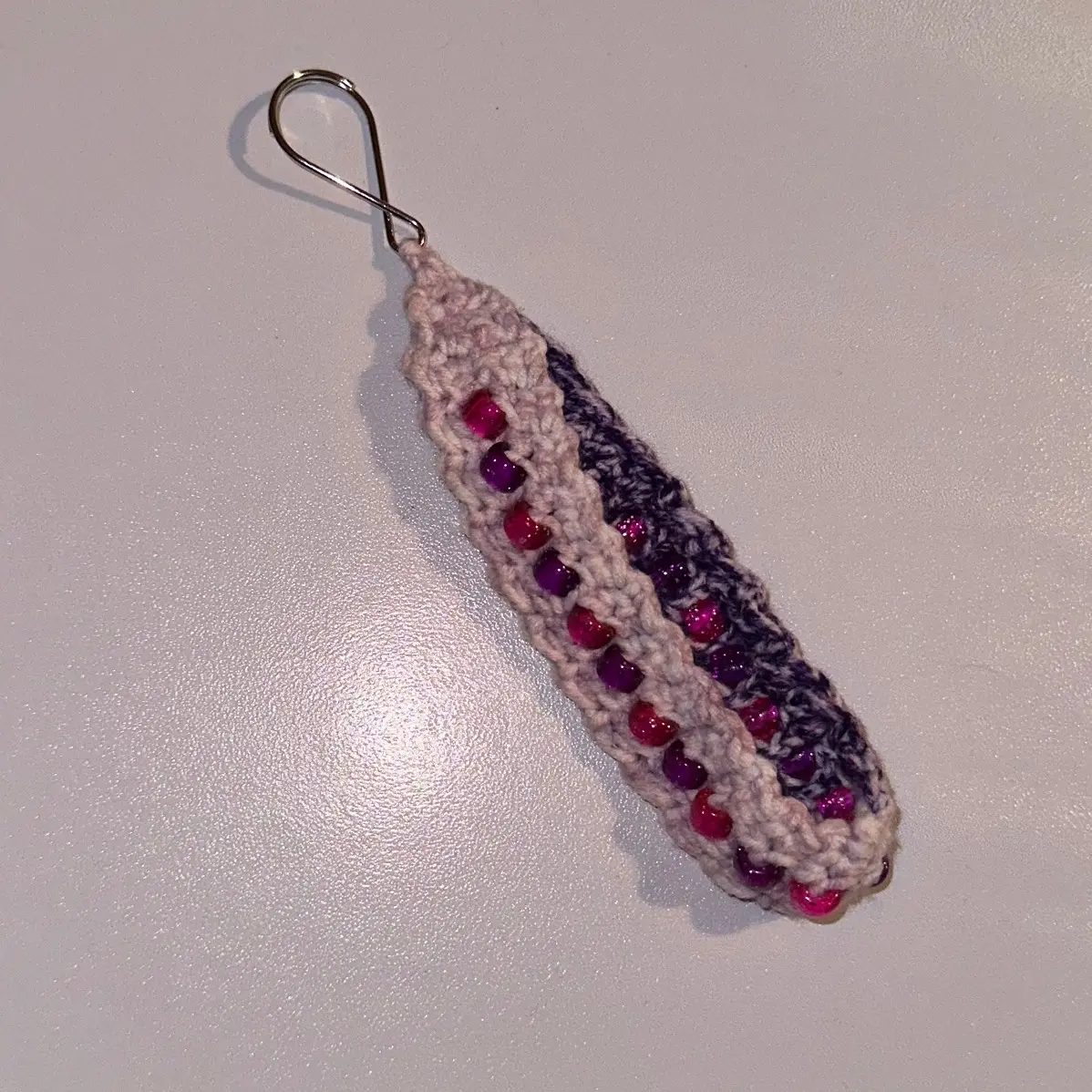 Crochet beaded keychain wristlet