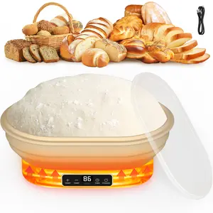 YOUNG MASTER 2L Electric Heating Sourdough Bread Proofing Basket, Foldable Silicone Oval Banneton Proofing Bowl, 6 Levels Timer & Temperature Adjustable, Constant Temperature Dough Rising Container, Food Grade Silicone, Dishwasher Safe