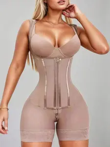 Women's 2-IN-1 High Waist Comfortable Nylon Soft Breathable Shapewear for Women - Solid Color Zipper Corset, Seamless Compression Shaper with Zipper, Waist Trainer Body Shape Boy Shorts for Day Wear