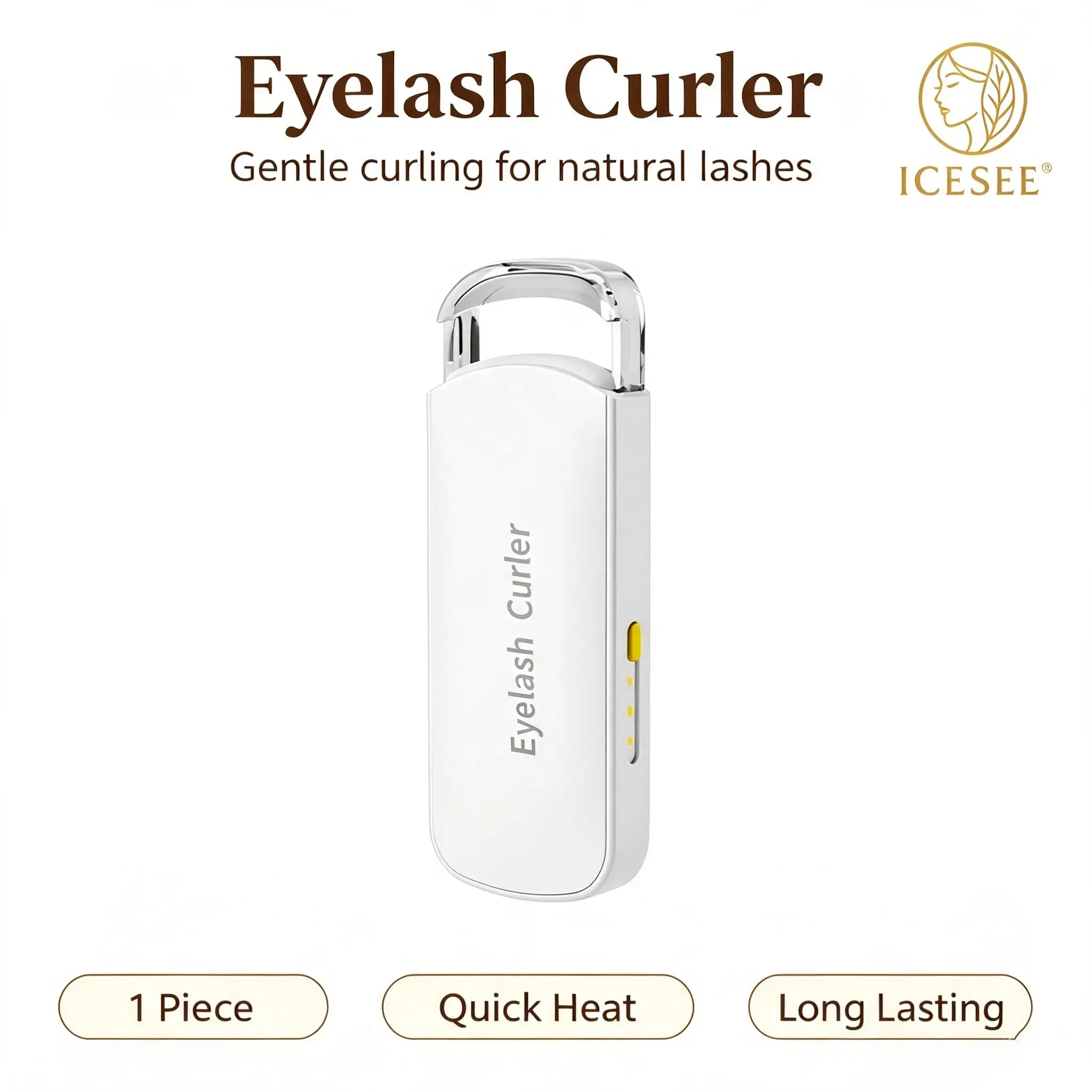 ICESEE Thermal Eyelash Curler Thermo Sensitive Silicone Pad Fast Lifting Small Portable Lash Styling Curler for Women Girls Home Travel Use