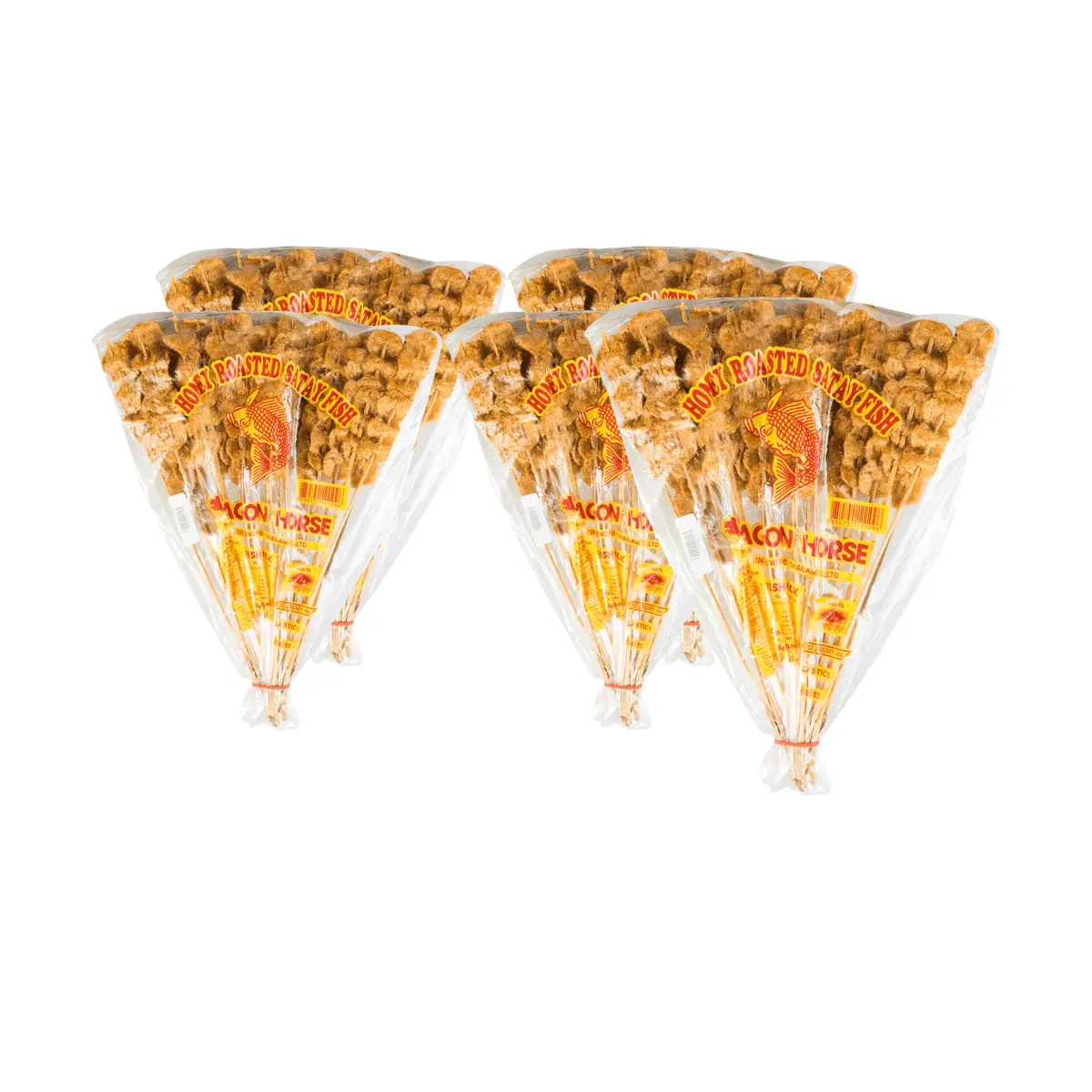 RUYI Thai Satay Fish Skewers 5 Pack - 70g Each - Instant Thai Snack, Savory Grilled Fish Sticks, Authentic Flavor