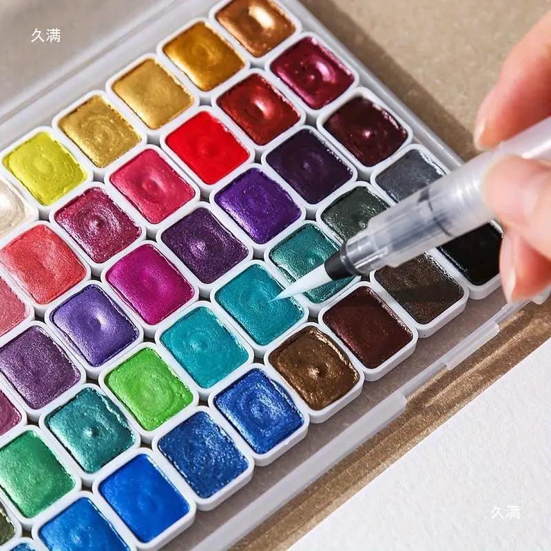 96 Watercolor Painting Set, Shimmer Metallic Watercolor Paints Set, Glitter Watercolor Paint, Art Supplies for Painting, Travel Watercolor Set, Amateur Hobbyists