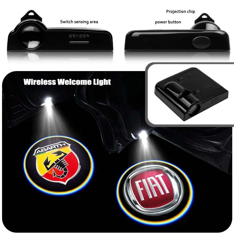 LED Car Door Logo Welcome Light Ghost Shadow Projector Lamp For Fiat 500 Ducato Bravo Abarth Panda Grande Punto Accessories