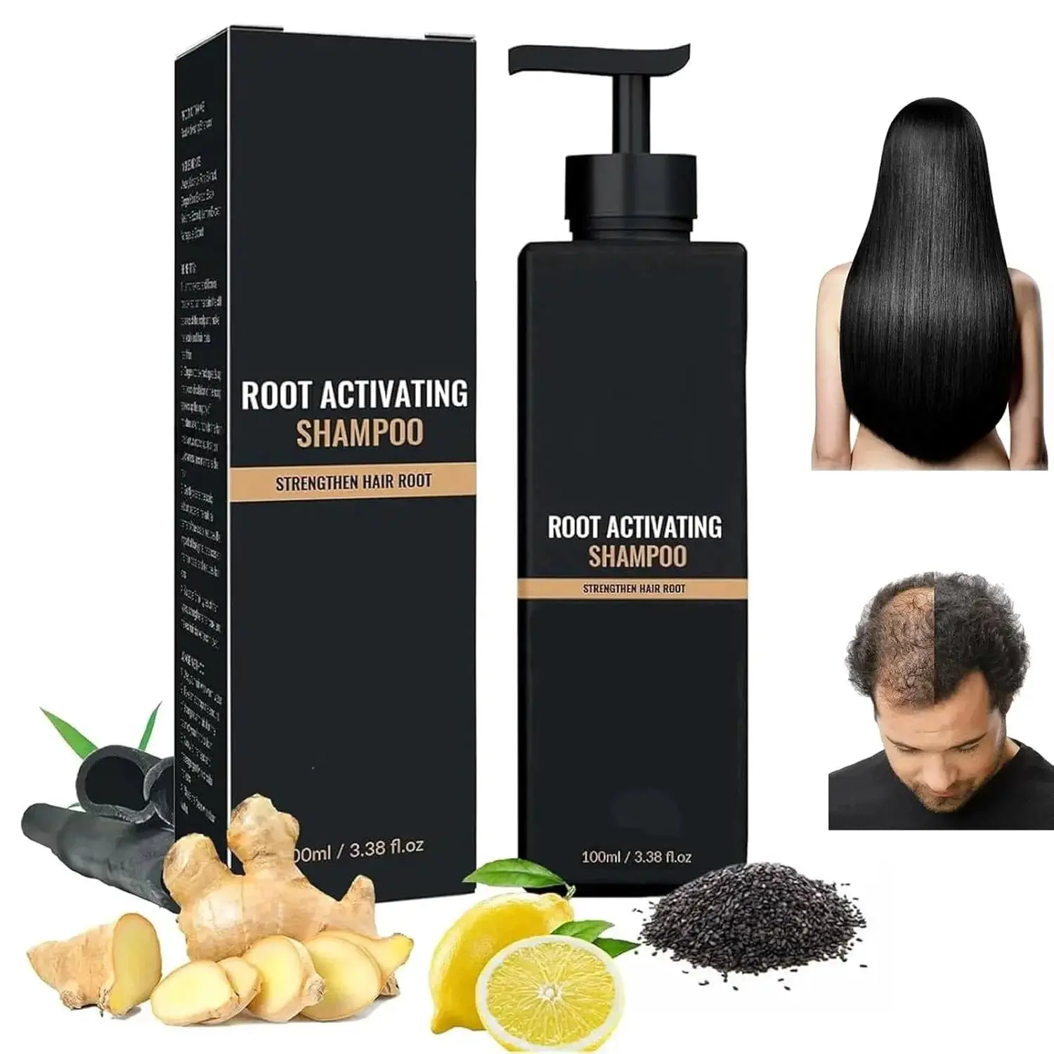 100ml Unisex Amino Acid Root Activator Hair Thickening Shampoo & Conditioner Set - For Male, Dry/Oily/Combo Hair, Thickens Roots, Regrowth, Strength, Smoothness, Conditioning Hydrate Shine