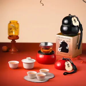 Gourd-Shaped Portable Chinese Tea Set｜Creative Travel Teaware Kit｜Compact Kung Fu Tea Cup