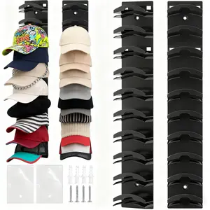 2 Pack Hat Organizer Wall Mounted Baseball Cap Rack  Stable Structure Holds 20 Hats for Closet Door & Bedroom Easy Access Display Installation Adhesive Mount