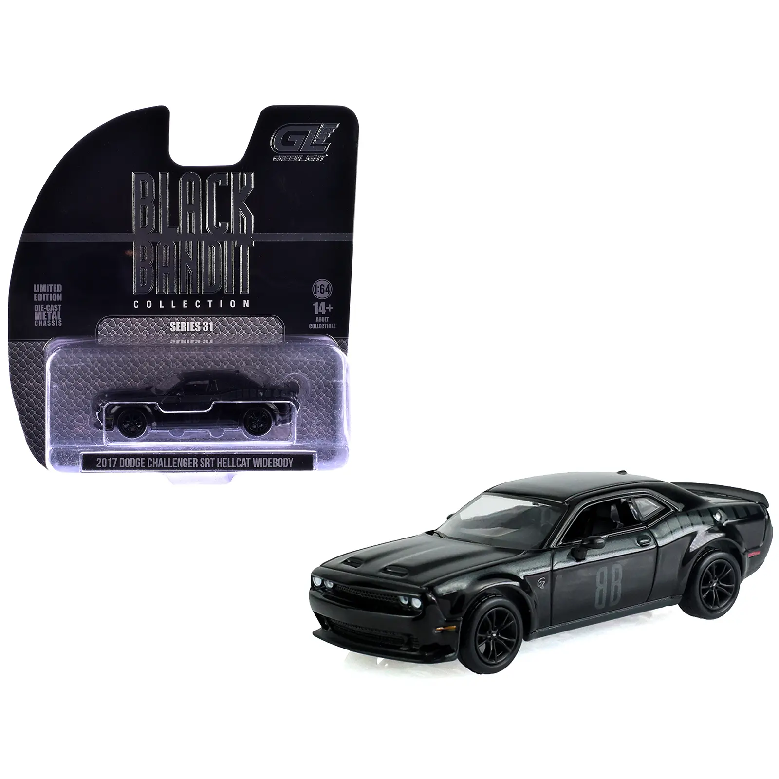 2017 Dodge Challenger SRT Hellcat Widebody Black "Black Bandit" Series 31 1/64 Diecast Model Car by Greenlight
