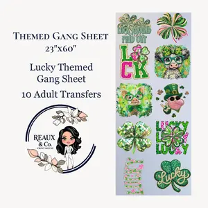 Lucky Themed Gang Sheet 23x60 10 Adult Transfers