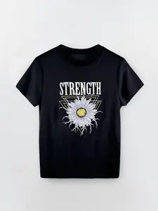 STRENGTH Chenille Embroidered Crew Neck T-Shirt | Short Sleeve Casual Tee