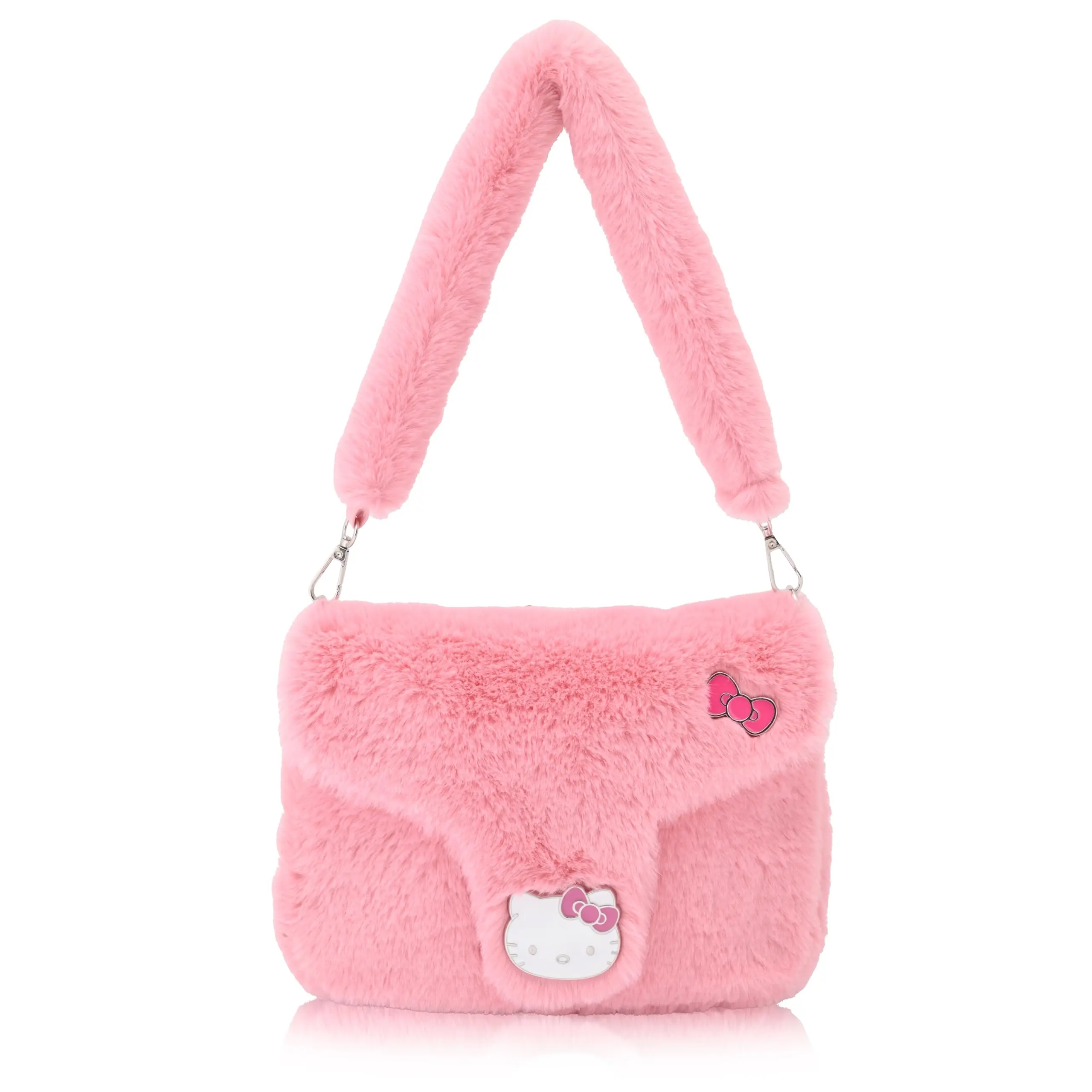 Fast Forward Sanrio Hello Kitty Handbag for Women | Faux Fur Purse with Saffiano Trim | Cute Hello Kitty Shoulder Bag, Crossbody Tote Bag, or Small Travel Purse | Ages 3+