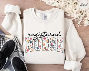 Floral Registered Nurse Sweatshirt, RN Shirt, Nurse Gift For Nursing Student Grad Gift For Registered Nurse Sweater, Floral RN Sweater