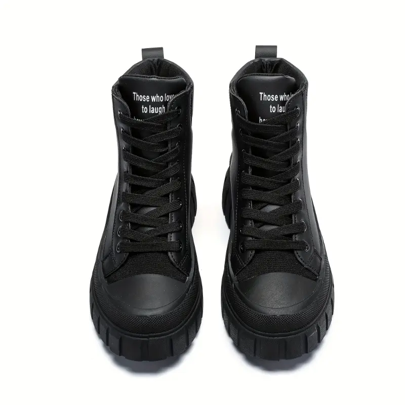Women's Solid Color Trendy Boots, Lace Up Platform Soft Sole Walking Skate Shoes, Comfort High-top Preppy Shoes