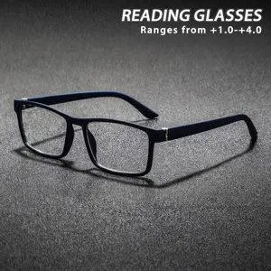 Men's Plastic Square Reading Glasses, Minimalist American Style Casual Fashion, Unique Low Profile Eyewear, Trendy Old Readers