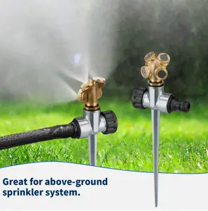 Above Ground Irrigation Garden Sprinkler System, Metal Adjustable Garden Sprinkler Set, 360 Degree Large Area Coverage Irrigation Kit for Lawn, Patio, Flower Bed & Garden