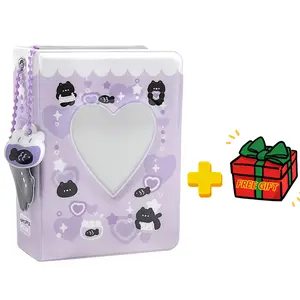 3-inch Mini Photo Album with Heart-shaped Hollow Card Binder White Pink Bunny Pendant Compact Stylish Storage for Easy Carry and Display Decor