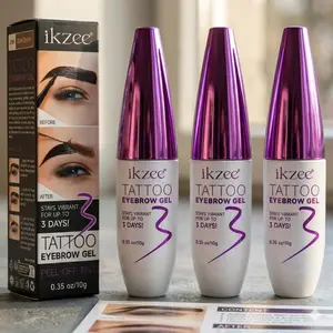 3 Counts，Tattoo Eyebrow Gel Peel-Off Tint with Up to 3 Days of Wear. Waterproof, Smudge-Proof, and Transfer-Resistant – Stays On Through Sweat, Rain, and Sleep. Choose from Three Natural Shades: 01 Dark Brown, 02 Light Brown, or 03 Beige