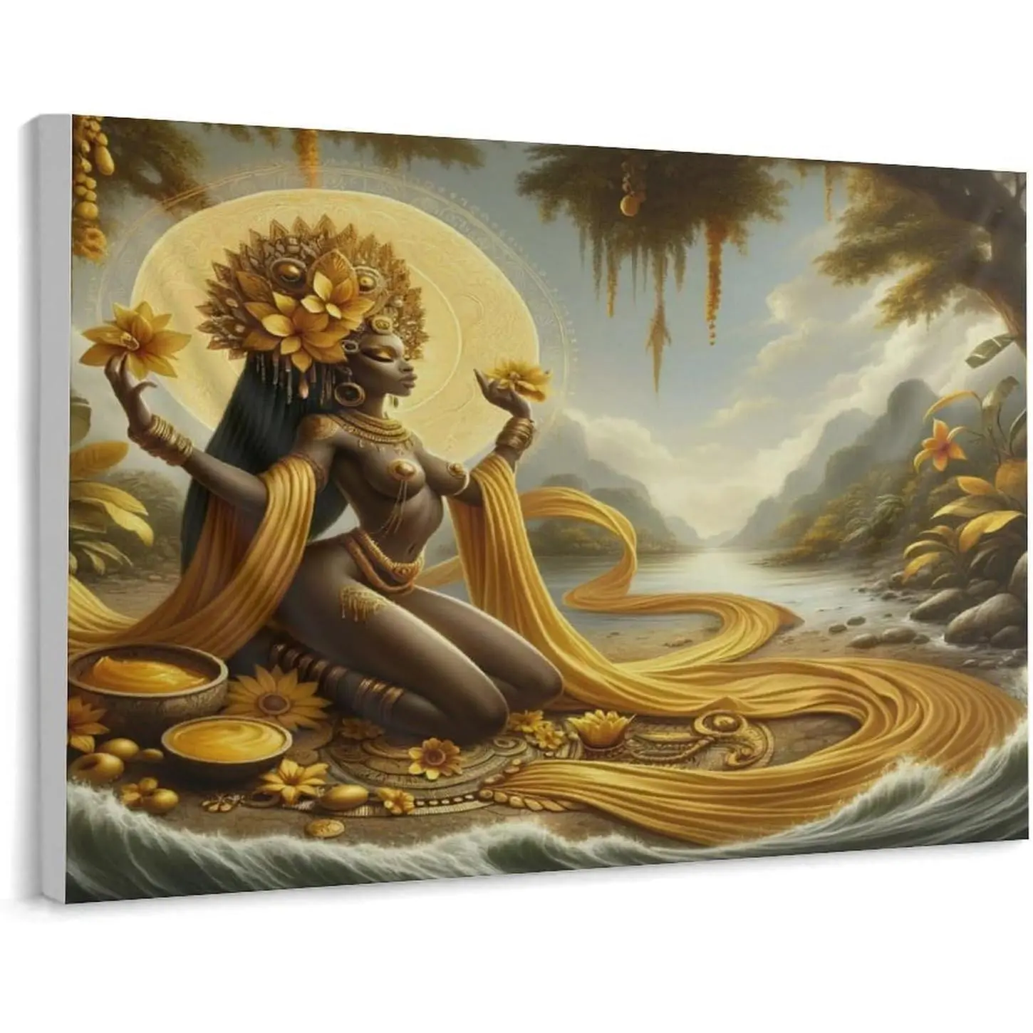African River Goddess Orisha Oshun Portrait Art Poster (13) Bedroom Office Printed Canvas Wall Art Decoration Poster Unframe-style 20x16inch(50x40cm)