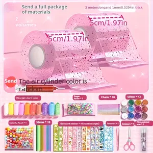 62-piece DIY Glitter Nano Glue Set, Including Two Bottles of 3m Long Nano Glue, Thermoplastic Adhesive, Glitter Stickers, Sequins, and Stickers, Suitable for Birthday Parties, Carnival, Valentine's Day, Easter