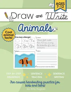 Draw and Write Curisve (Animals): A Cursive Handwriting Guide and Practice Sheets Book for Kids and Teens