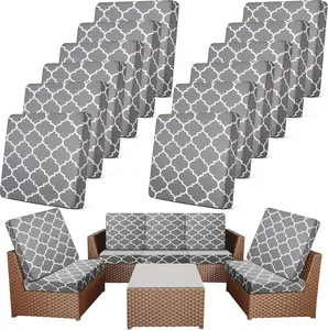 4/8/12 Pcs Patio Cushion Covers 20-27 Inch Outdoor Sofa Covers Elastic Anti-Slip Washable Pet Friendly Slipcovers for Patio Furniture Spring Summer Home Upgrade Gift for Mom Women Mother’s Day