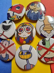 TADC Door Icon Buttons - The Amazing Digital Circus Pins, Bag Accessories Cute Pins – Kawaii Accessory for Bags, Jackets, Lanyards & Gifts, Cute Collectible Decor for Fans