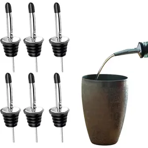 6 Pack  Bottle Pourers Stainless Steel, Bottle Pourers for  with Dust Caps, Speed Pourers for  Bottles, Bar Pour Spouts, Olive Oil Spout for Kitchen, Bartending Supplies Essential