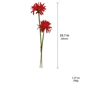 Aesthetic Artificial Red Spider Lily Flowers, 6 Pcs Mix & Match Faux Silk Floral Stems (2 Bloom Heads per Stem, 19.7in) for Wedding DIY Bride, Cozy Room Decor, Photography Props