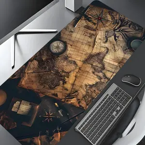 Vintage Pirate Map Pattern Mouse Pad, Rectangle Gaming Mouse Pad, Non-slip Rubber Pad, Office Desk Keyboard Mouse Pad for Home Office Game Room Desk
