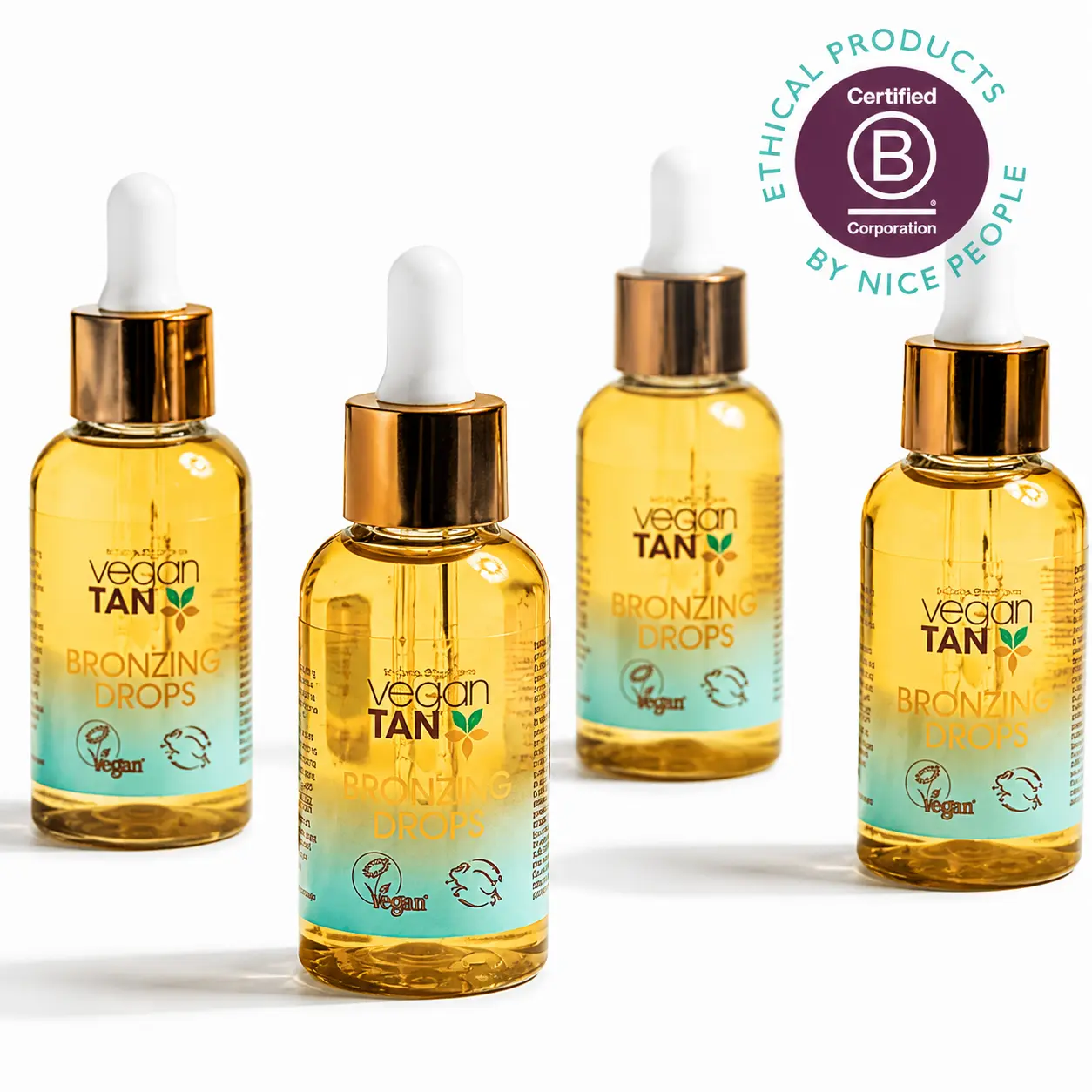 [VeganTan] Bronzing Tanning Drops for Body Care, Customizable Face & Body Self-Tan, 3-12 Buildable Color Drops, Glycerin & Vitamin E Infused, Vegan Irish Brand, 50ml Transfer-Resistant Streak-Free Sunless Mist with Mitt