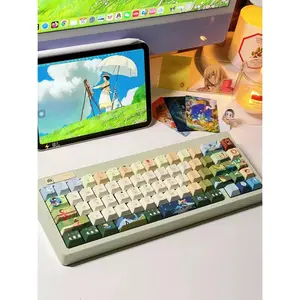 144 Key Ghibli Anime Keycaps Set, Japanese Anime Keycaps, Double Shot PBT Handmade Keycaps For All Cherry MX Switch Mechanical Keyboard