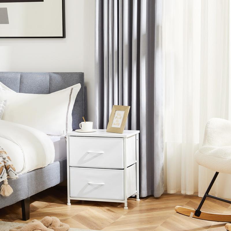 Nightstand with 2 Fabric Drawers, Small Dresser, Side Table, End Table, Bedside Table, Night Stands, Small Nightstand, Bedroom