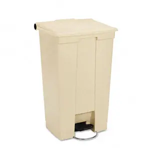 212 MAIN Fire-Safe Step-On Plastic Trash Storage Can - 23gal Rectangular Polyethylene Receptacle, Leakproof Seal, Wheels, Beige Model Rcp 614600BG (for Baby & Maternity Spaces)