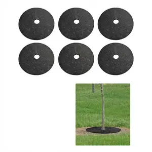 6 Pack 30" Rubber Mulch Tree Rings – Heavy Duty Weed Barrier Mats with Root Protection, Easy Installation (No Staples Required)