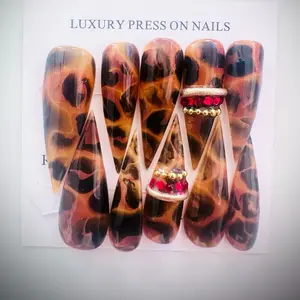 Size Large Reusable Leopard Print Acrylic PressOns