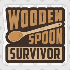 Wooden Spoon Survivor Sticker – Funny Childhood Humor Vinyl Decal, Great for Adults 4BW