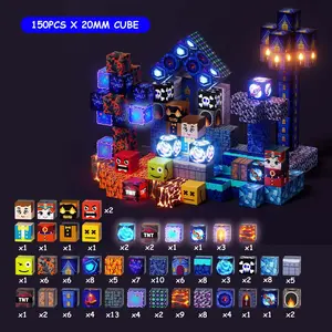 Glowing Dream Blue Castle Magnetic Blocks Toy Set, Stem Building Block, Boys Gift, Stem Development, Unisex, Perfect Winter Educational Gift, Ages 3-14